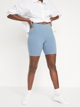 High-Waisted Long Biker Shorts For Women -- 8-Inch Inseam | Old Navy (US)