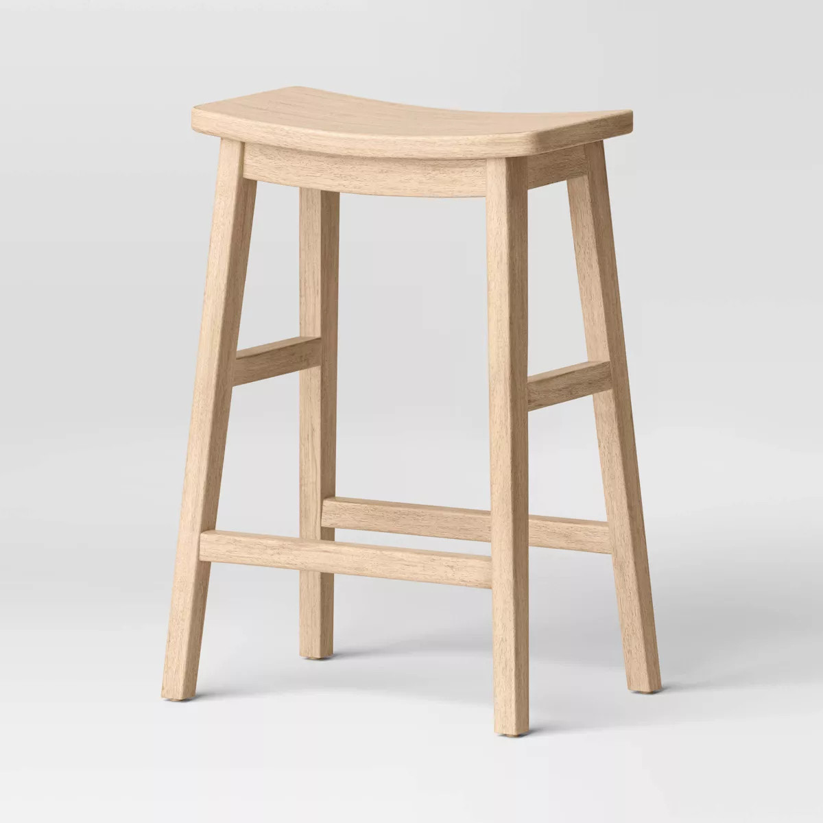 Modern All Wood Counter Height Barstool Natural - Threshold™: Chic, Backless Design, Curved Sea... | Target
