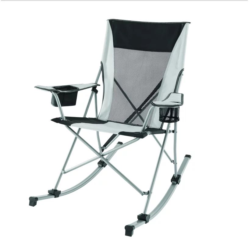 Ozark Trail Tension 2 in 1 Mesh Rocking Camp Chair, Gray and Black, Detachable Rockers, Adult | Walmart (US)