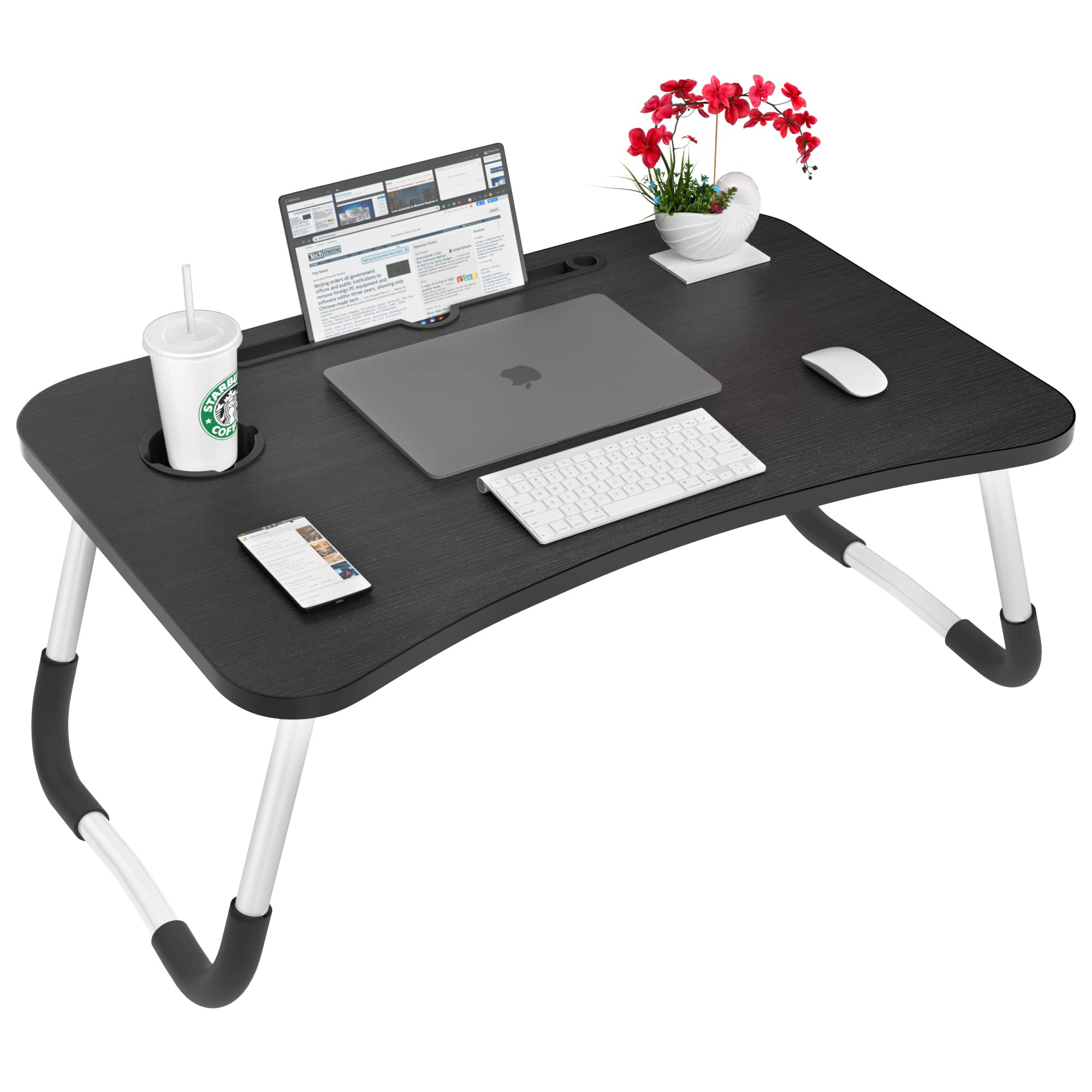 Laptop Desk, Astoryou Portable Laptop Bed Tray Table Notebook Stand Reading Holder with Foldable Leg | Amazon (US)