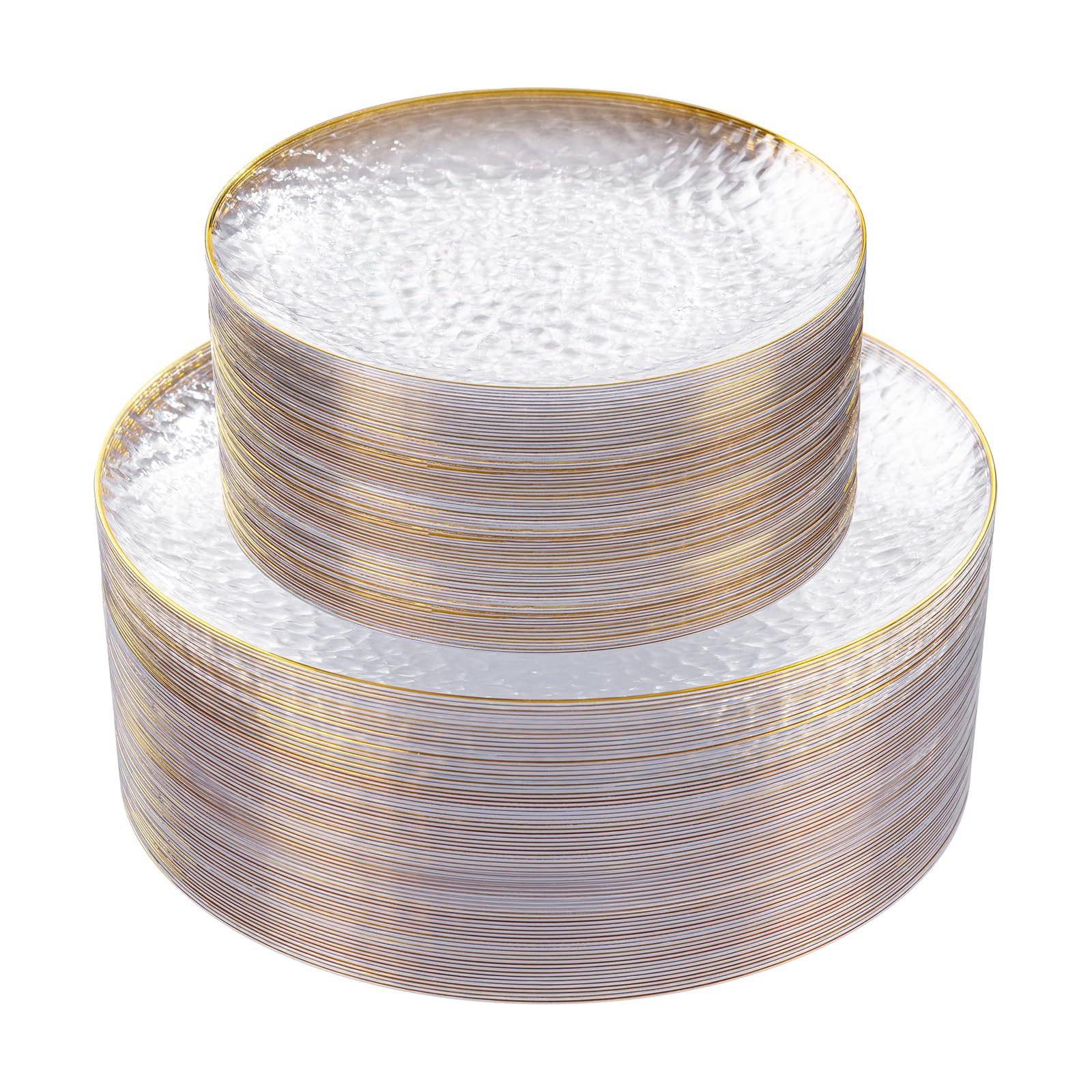 Rubtlamp 60Pcs Clear Plastic Plates,Clear Disposable Plates With Gold Rim,Heavy-duty Gold Plates,... | Amazon (US)