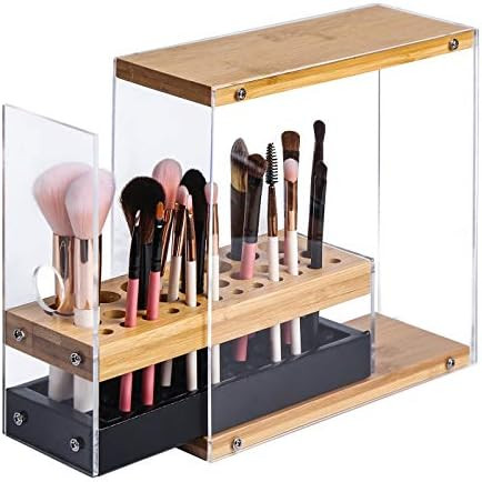 JackCubeDesign 29 Holes Acrylic Bamboo Makeup Brush Holder Organizer Beauty Cosmetic Display Stan... | Amazon (US)