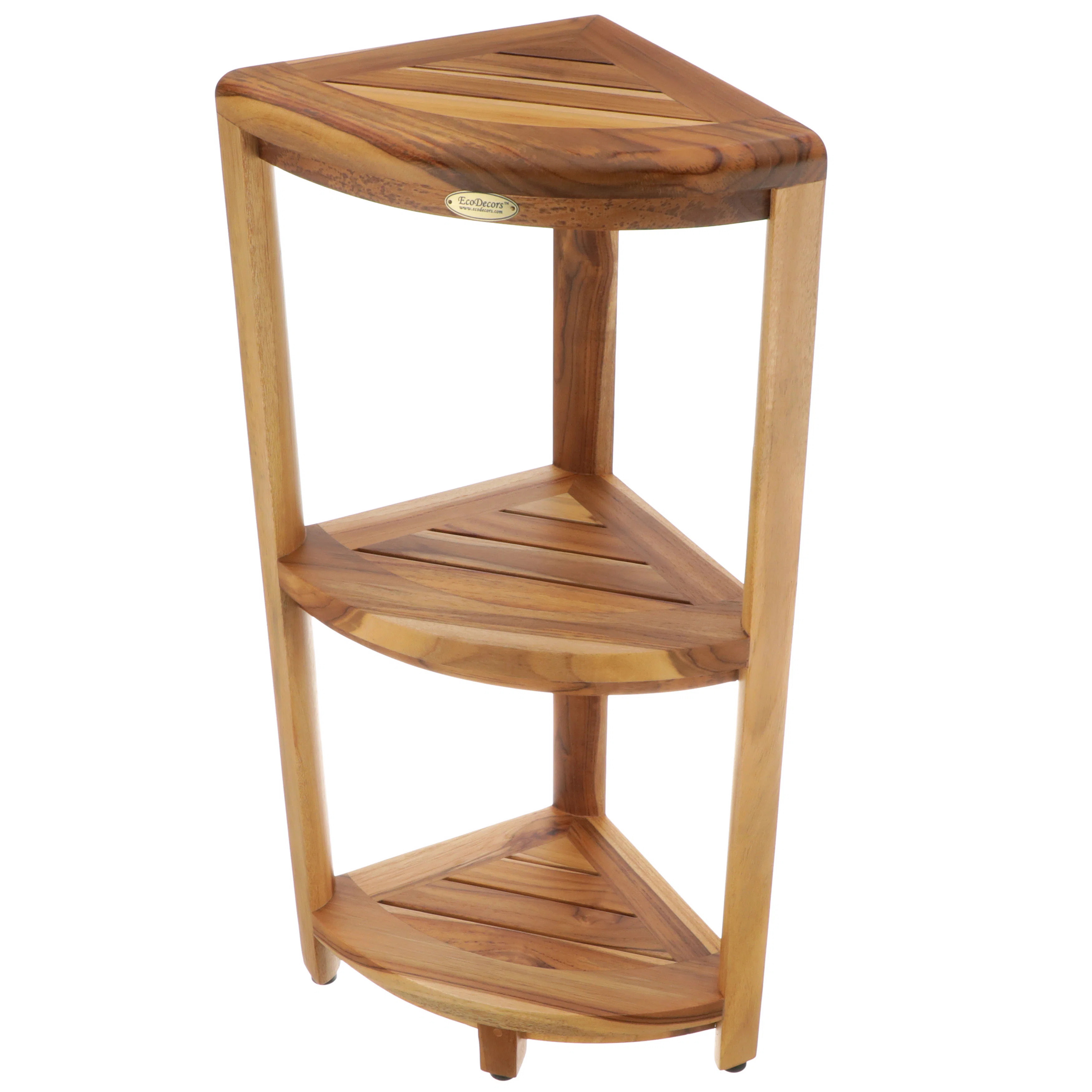 EcoDecors, Snazzy Corner, Teak Corner Shower Shelf, Shower Stand Corner, in EarthyTeak™ | Wayfair North America