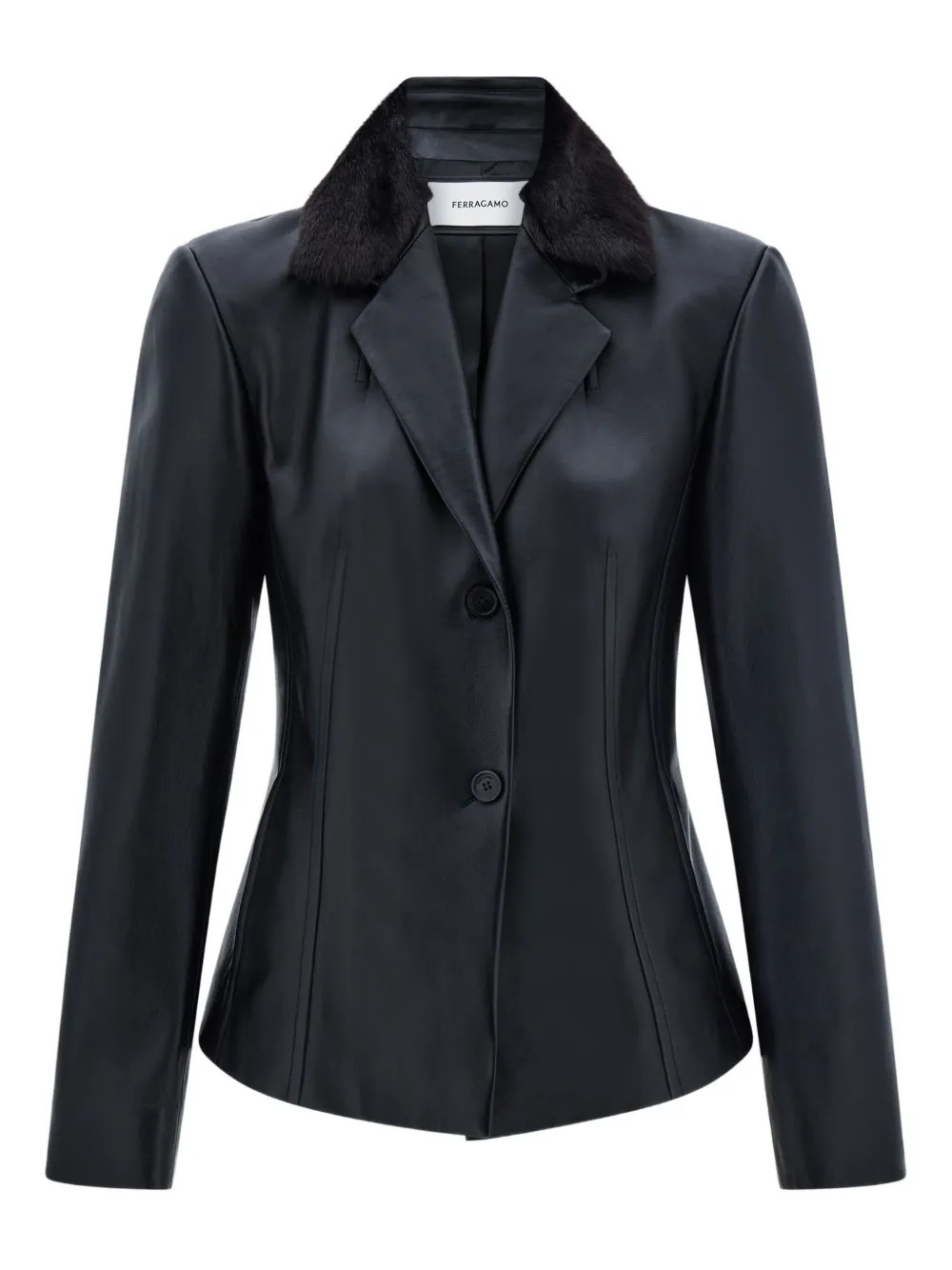 Ferragamo shearling-collar Nappa Blazer | Black | FARFETCH UK | Farfetch Global