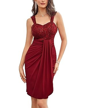 GRACE KARIN Women's Sweetheart Neck Sequin Lace Stitching Hip Cover Dress for Cocktail Pary Club | Amazon (US)