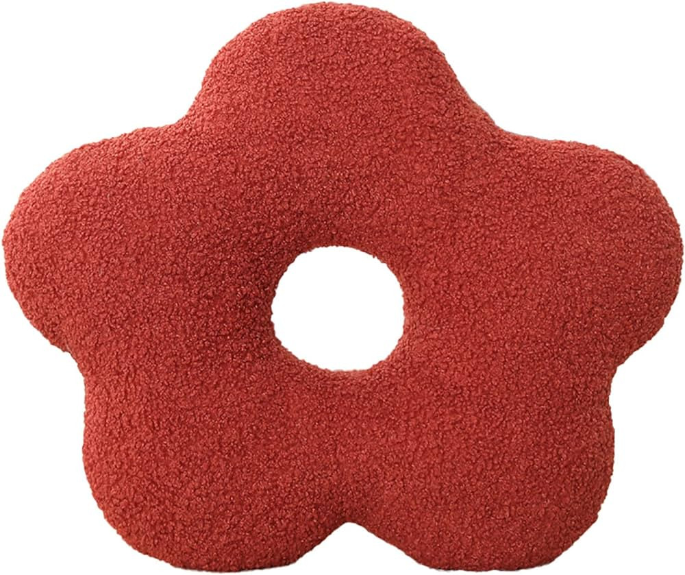 Nordic Style. Flower-Shaped and Ball Throw Pillows. Sofa Cushions. Plush Throw Pillow. (Reddish-B... | Amazon (US)