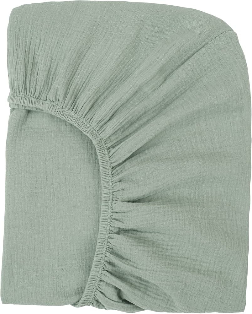 100% Organic Cotton Muslin Fitted Crib Sheet - Fits Standard Crib and Toddler Bed Mattress Size -... | Amazon (US)