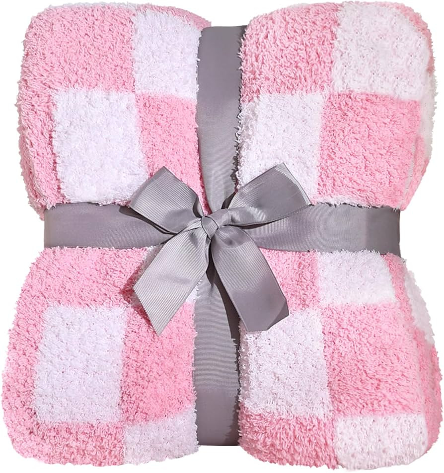 Panku Checkered Blanket, Ultra Soft Pink Checkered Throw Blanket, Warm Fluffy Checkerboard Blanke... | Amazon (US)