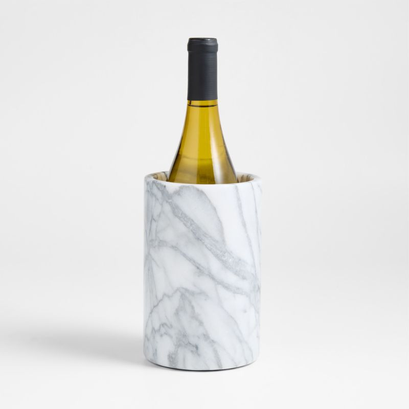 French Kitchen White Marble Wine Cooler + Reviews | Crate & Barrel | Crate & Barrel