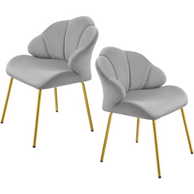 Yaheetech Set of 2 Modern Accent Chairs with Golden Metal Legs for Living Room, Bedroom, Light Gray | Target