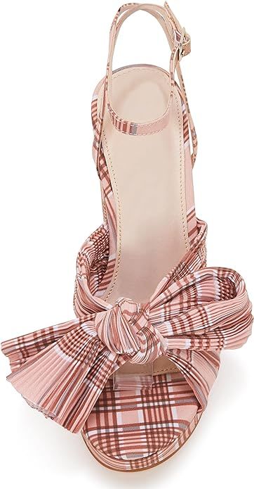 VETASTE Women's Pleated Bow Knot Platform Heeled Sandals Open Toe Chunky Block Heel Ankle Buckle ... | Amazon (US)
