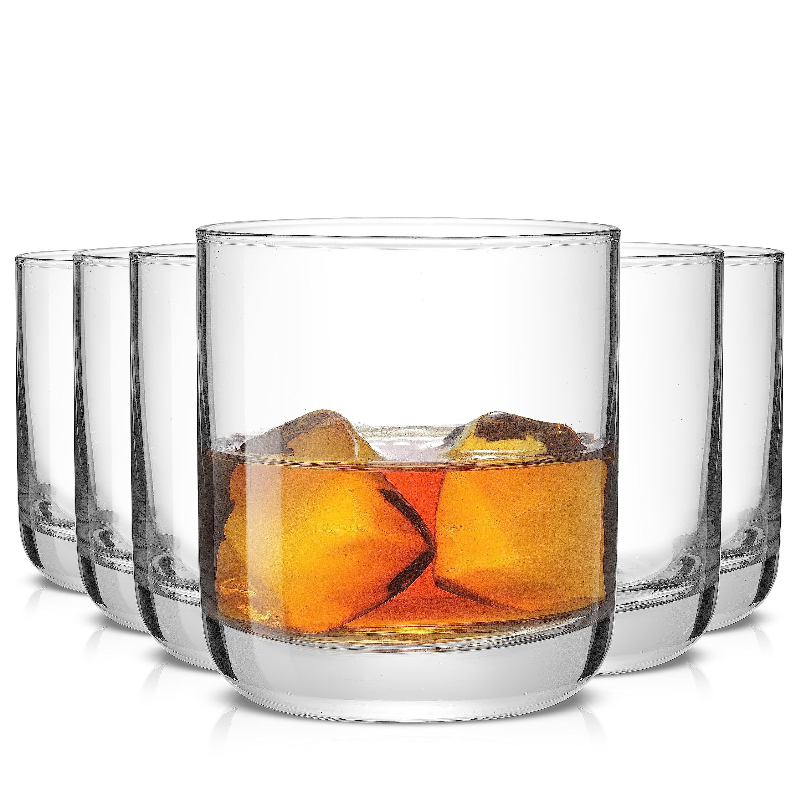 JoyJolt Faye Crystal Whiskey Glasses, Lowball Glasses Set of 6, 10oz Short Glass Tumbler, Double Old Fashioned Rocks Glass for Scotch or Bourbon, Dishwasher Safe Glassware | Amazon (US)