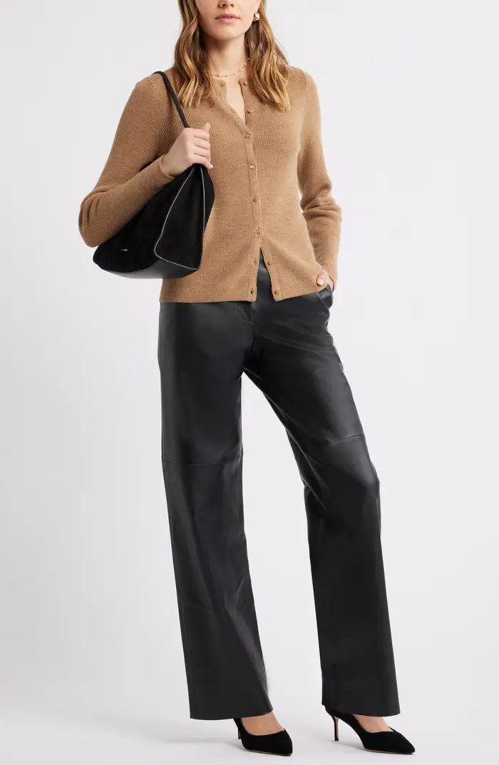 Crewneck Wool Blend Cardigan | Nordstrom