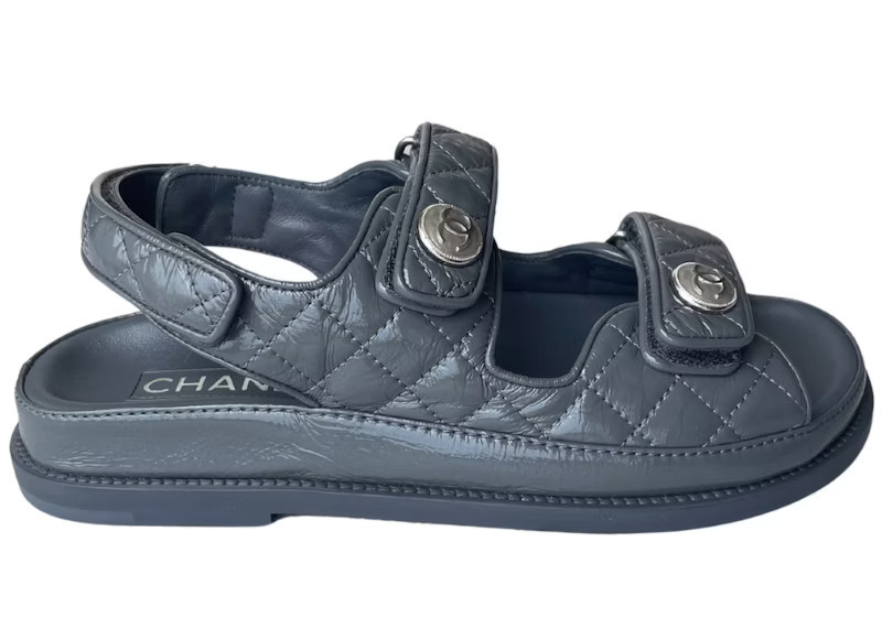 Chanel Quilted Dad Sandal Leather (Women's) Sneakers in Grey | StockX
