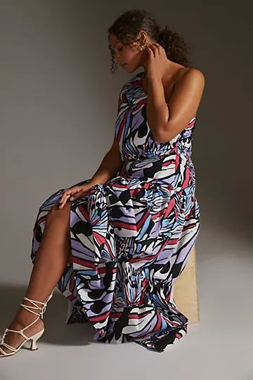 Maeve One-Shoulder Printed Midi Dress | Anthropologie (US)