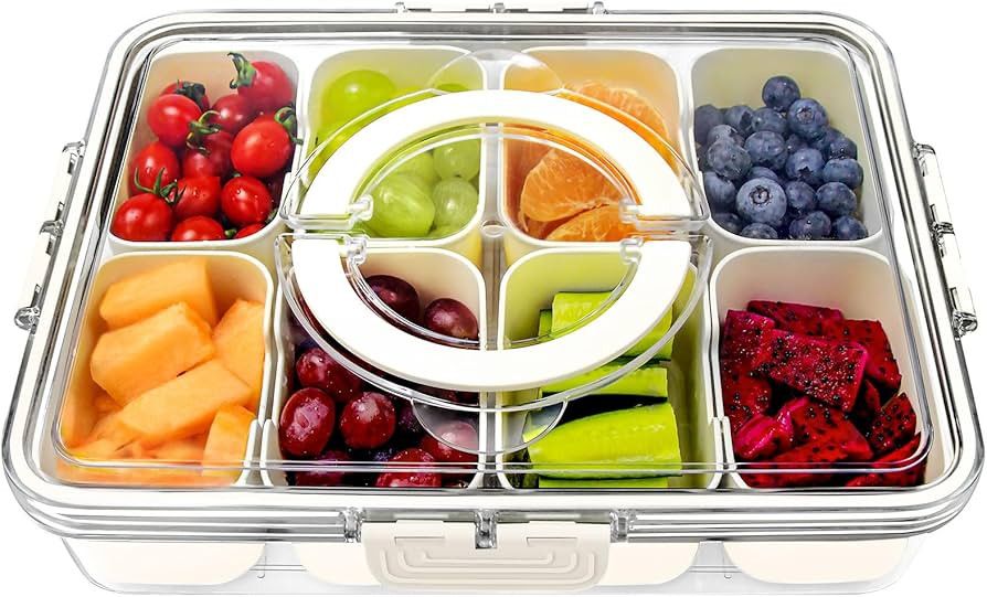 GUANFU Snackle Box Snack Containers - Snack Box Container Divided Serving Tray W Lid & Handle Foo... | Amazon (US)