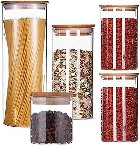 Small Pyrex Glass Food Storage Containers Airtight Pantry Kitchen Clear Jar With Bamboo Lids For Org | Amazon (US)