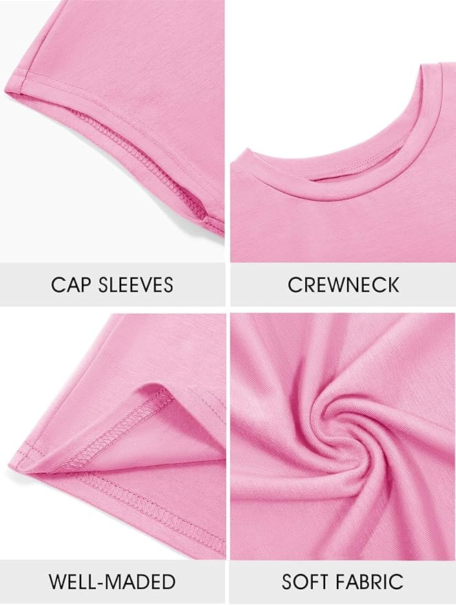 Imily Bela Girls Short Cap Sleeve T Shirts Kids Crew Neck Casual Loose Summer Tops 5-14 Years | Amazon (US)