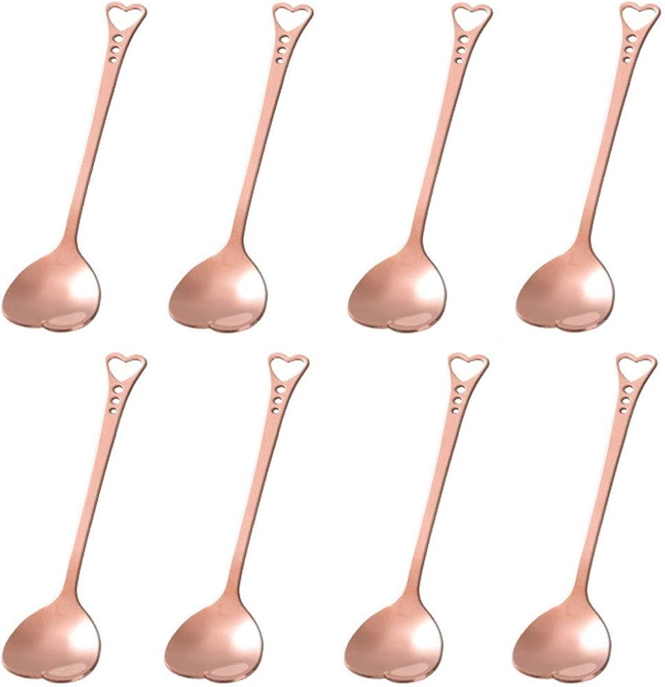 SHENGDING Stainless Steel Dessert Spoon Creative Cute Heart Shaped Espresso Spoons Kitchen Access... | Amazon (US)
