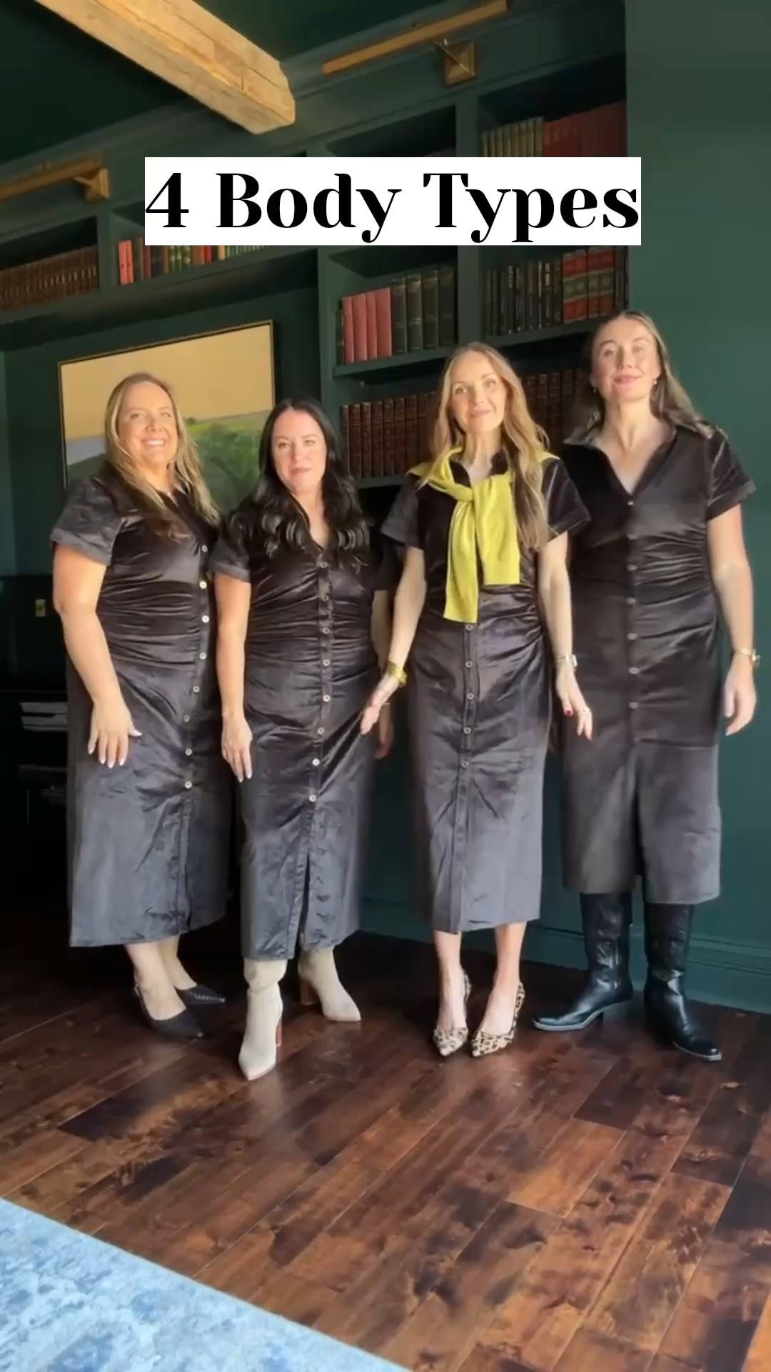 @Anthropologie corduroy dress- 4 body types! 
All in regular 
Left to right: XL, L, S , M