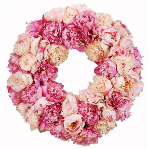 Faux Peony Polyester 24'' Wreath | Wayfair North America