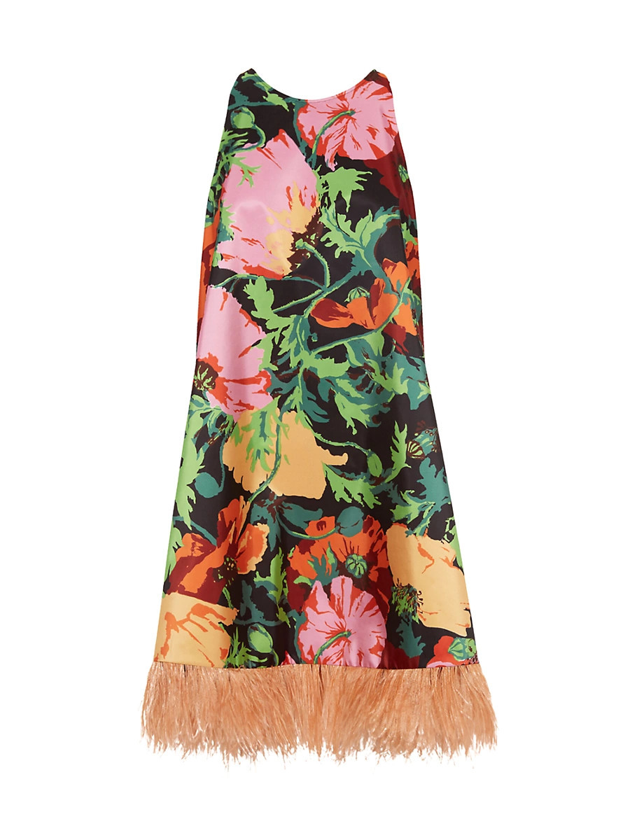 Women's La Fenice Mini Dress with Feathers - Wonderland Black - Size XXS | Saks Fifth Avenue