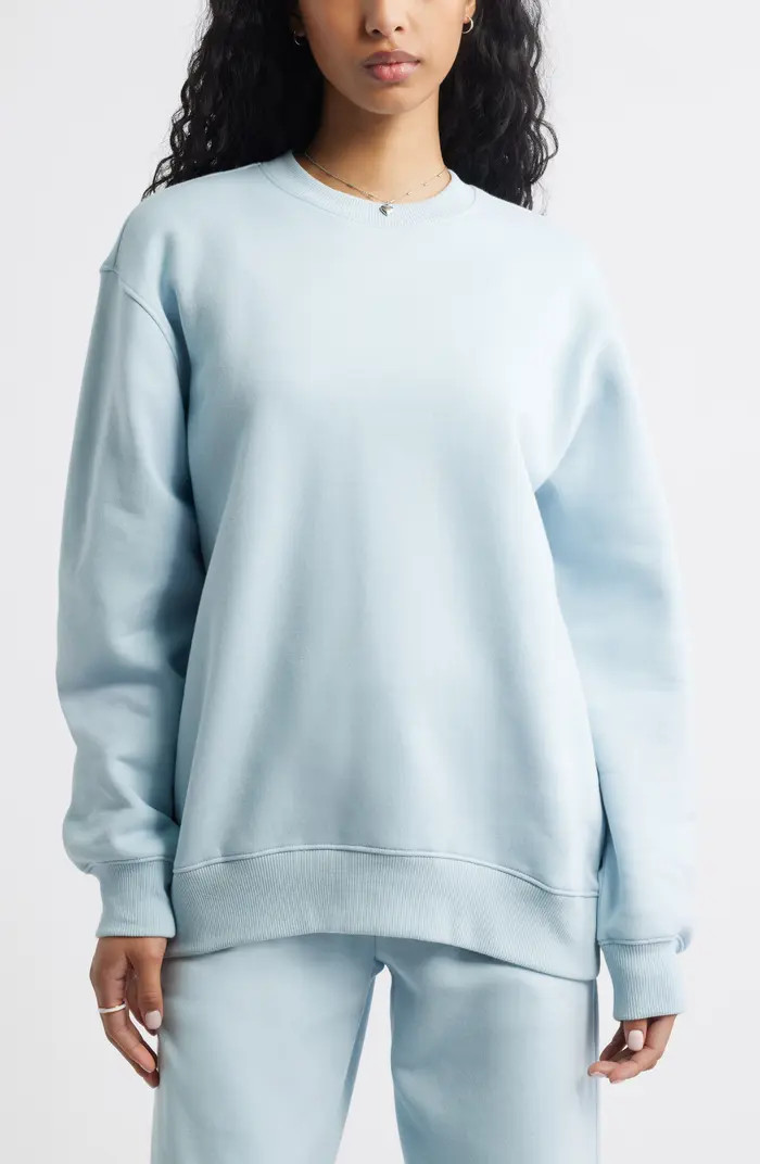 Fleece Detail Oversize Crewneck Sweatshirt | Nordstrom