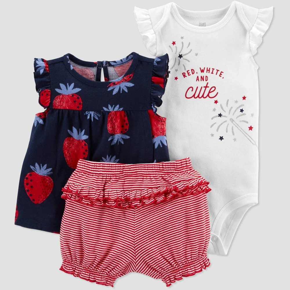 Baby Girls' Strawberry Top & Bottom Set - Just One You made by carter's Navy/Red Newborn | Walmart (US)