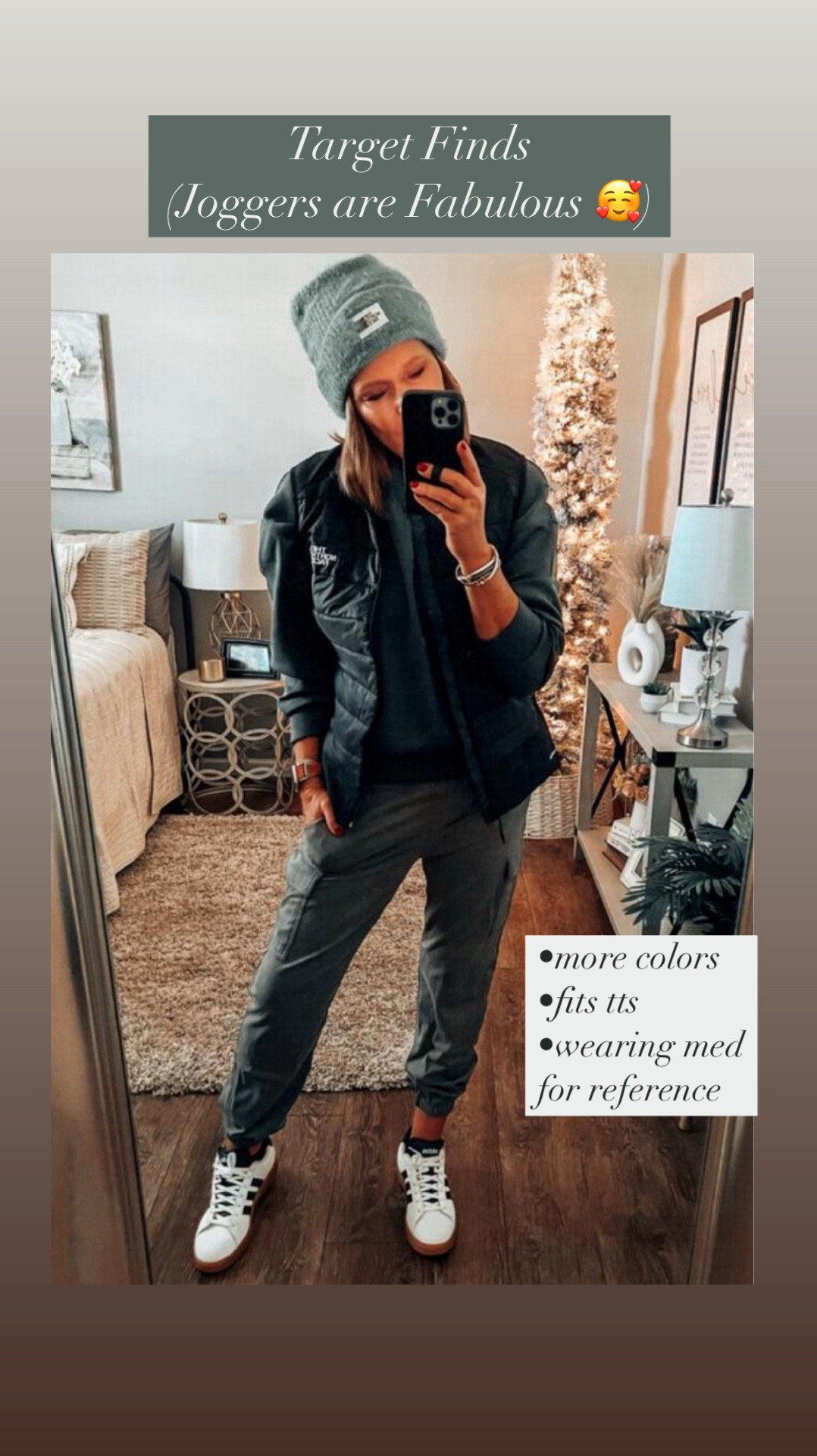 Cargo super soft joggers from Target. Crewneck soft sweatshirt from Spanx, The North Face Shelter Cove vest, Adidas sneakers ( these are men’s, be sure to get your correct size) and The North Face beanie. 

Fall outfit, winter outfit, joggers, target, thanksgiving outfit, casual outfit, target style, sneakers, gift guide, gift ideas, over 40 fashion, holiday Christmas 

#LTKsalealert #LTKfindsunder50 #LTKstyletip

#LTKStyleTip #LTKFindsUnder50 #LTKOver40
