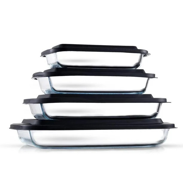 JoyJolt JoyFul 8 Piece Glass Baking Dish with Lid Set (Black) Large Glass Casserole Dishes with C... | Walmart (US)
