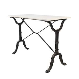 Vera 42 in. White/Black Standard Rectangle Marble Console Table MT4230WHTBLK - The Home Depot | The Home Depot