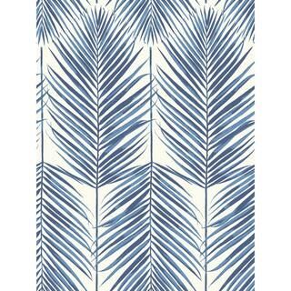 Seabrook Designs Paradise Tropical Leaves Coastal Blue Non-Pasted Strippable Wallpaper Roll (Cove... | The Home Depot