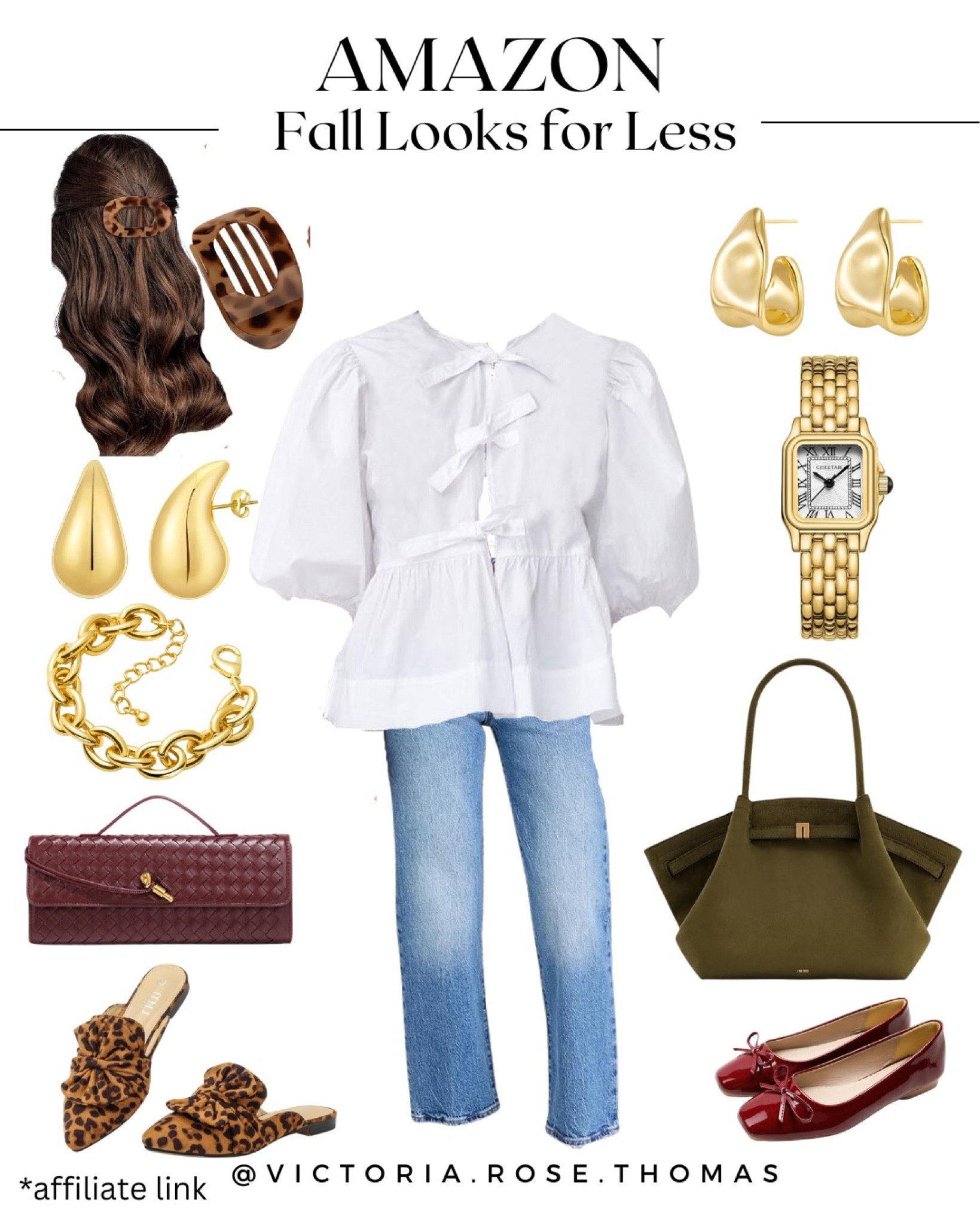 Amazon Fall look for less! Still this outfit two ways. We have lots of designer looks for less. The Cartier look for less, bottega looks for less and more. 

Looks for less
#stylewithnosecrets
White top and jeans
Levi jeans white tie top
Leopard
Leopard clip
Cheetah
Gold bangle
Gold earrings
Burgundy flats
Leopard flats 
Gold watch
Designer looks for less
Amazon fashion 
Amazon fall 
Fall style
Capsule 
Staple 
Steal
Deal
Sale
Affordable 

#LTKSeasonal #LTKSaleAlert #LTKStyleTip