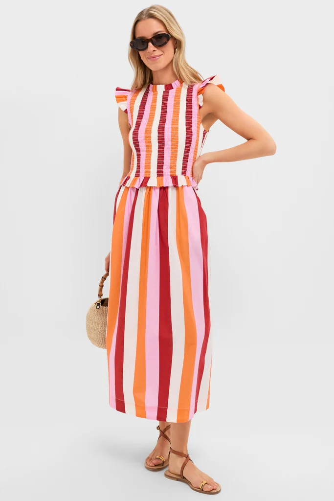 Orange, Pink & Crimson Stripe Smocked Sully Dress | Tuckernuck (US)