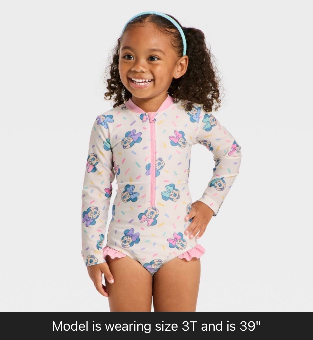 Toddler Girls' Disney Long Sleeve Minnie Mouse Sprinkle Printed One Piece Rash
Guard - White 2T

Target sale 
Target kids clothes sale 

#LTKSwim #LTKBaby #LTKKids