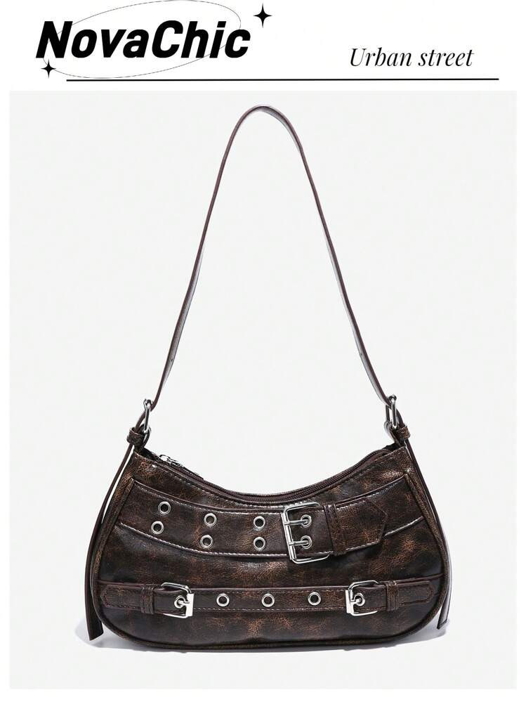 1PC Y2K Gothic Fashionable Type Rivet Decoration Vintage Block Decoration Women's Shoulder Bags A... | SHEIN