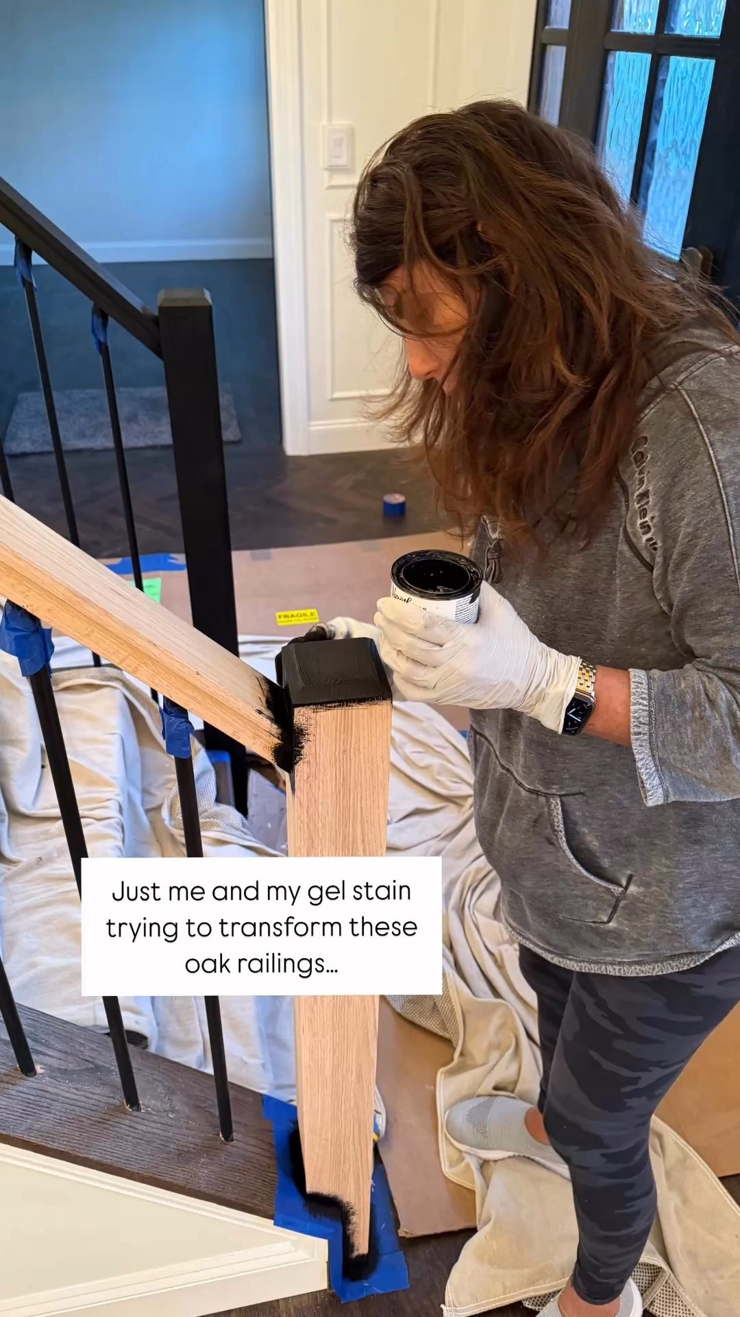 Taking black stain to brand new oak was a little scary, but in the end it was actually fun and came out beautiful! Love working with the varathane gel stain - it made coverage super easy!


#diy #oakrailings #blackstain #gelstain

#LTKHome #LTKFindsUnder50 #LTKWatchNow