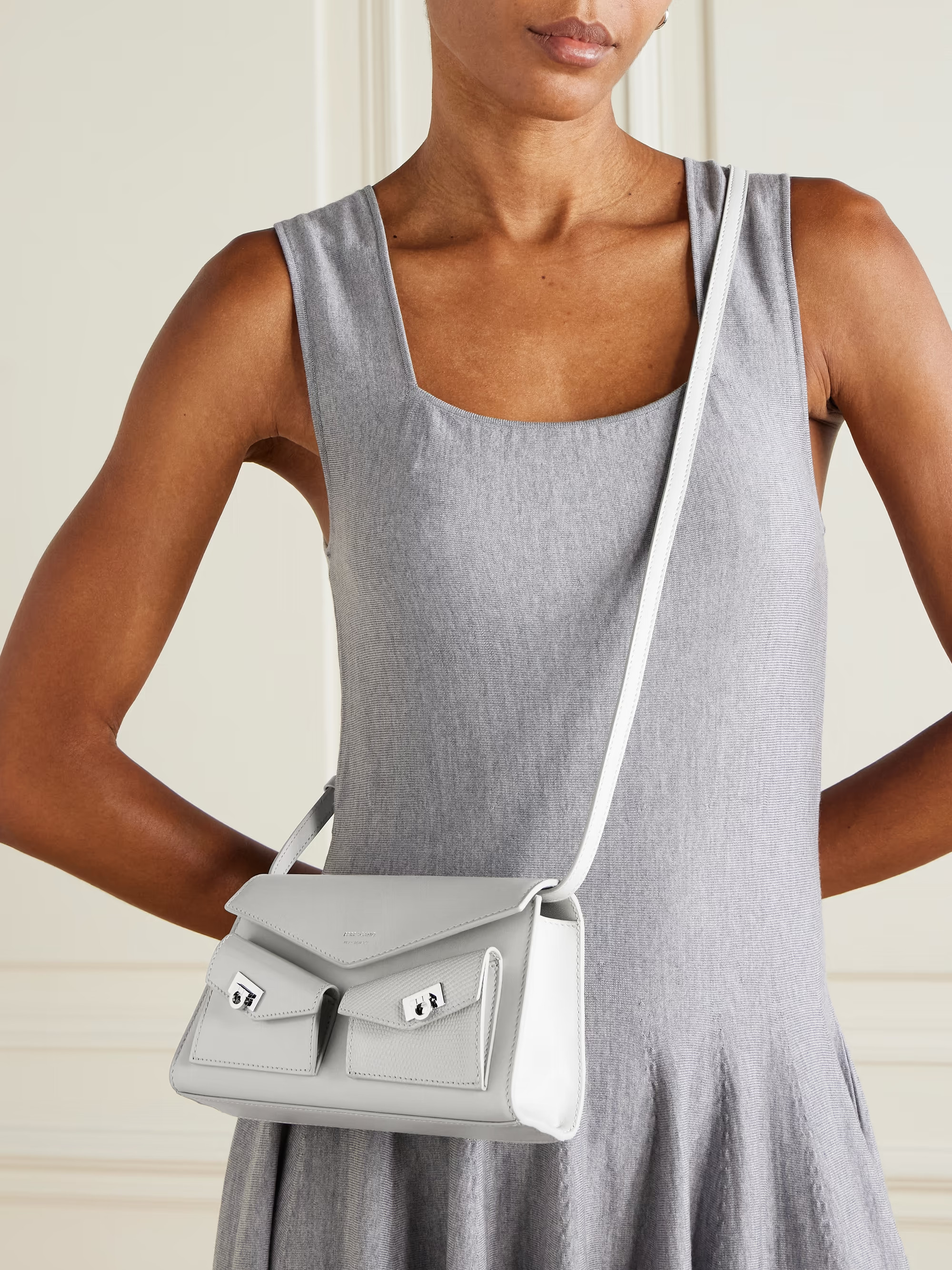Leather shoulder bag - gray - One Size | NET-A-PORTER (US)