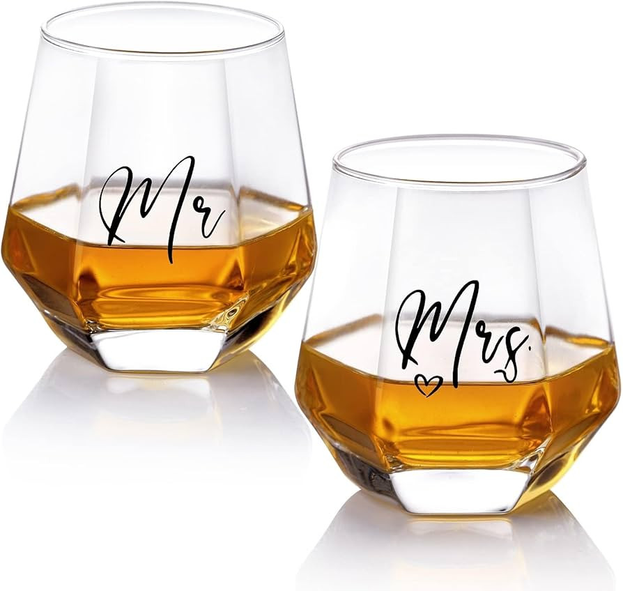 Mr and Mrs Wine Glasses Wedding Gifts for Bride and Groom -Gifts for Bridal Shower Engagement Wed... | Amazon (US)