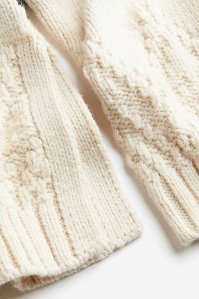 Jacquard-knit polo-neck jumper - Cream/Black - Ladies | H&M GB | H&M (UK, MY, IN, SG, PH, TW, HK)