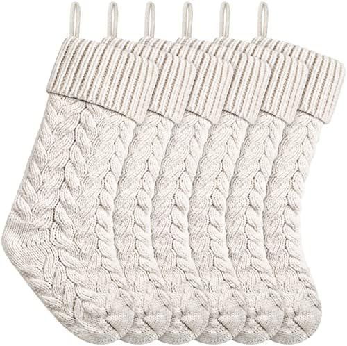 18 Inches Christmas Stockings Knit Xmas Stockings Large Fireplace Hanging Stockings for Family Chris | Amazon (US)