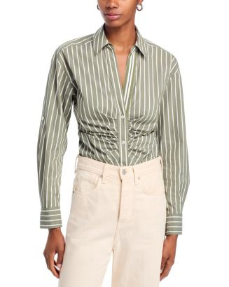 Devra Stripe Center Ruched Shirt | Bloomingdale's (US)