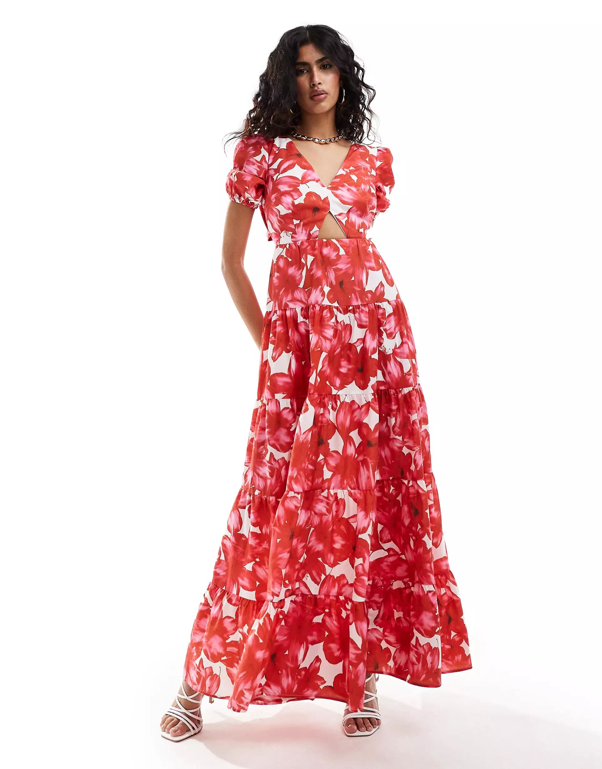 Style Cheat midaxi dress in cherry floral | ASOS (Global)