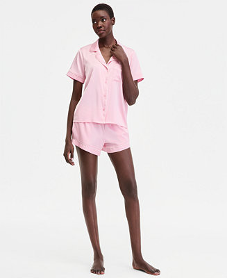 Women's Stretch Satin Short-Sleeve Pajama Set | Macy's