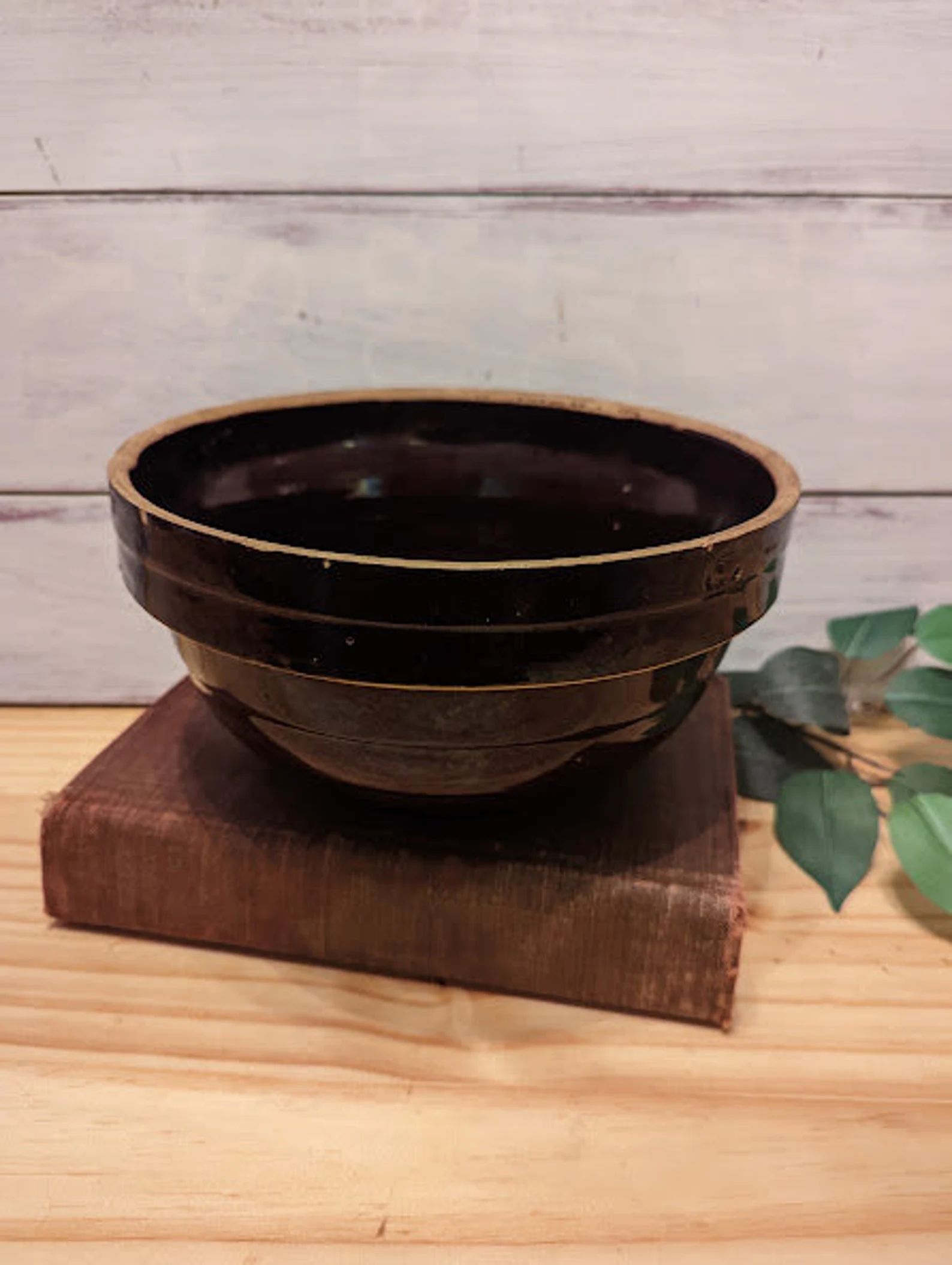 Antique Stoneware Pottery Mixing Bowl | Etsy (US)