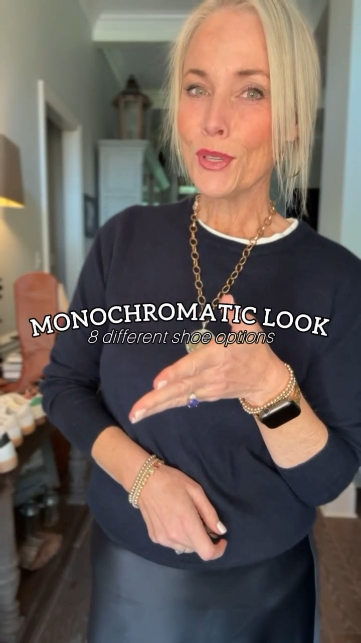 This navy monochromatic cashmere sweater and satin midi skirt combo from Quince has become one of my absolute favorites this season! 

The best part? The cashmere sweater is only $50, and the satin skirt is just $60, so you can look effortlessly elegant without breaking the bank. ✨ Normally, pieces like these would cost so much more, but Quince makes it easy to feel luxurious for a fraction of the price!

Today, I’m showing you how versatile this outfit is just by switching up the shoes. From sleek knee-high boots to casual sneakers, chic ballet flats, and bold heels, I’ve found 8 different shoe options that completely transform this look for any occasion—from brunch with friends to evening events and everything in between.

For those of us over 50, finding the right balance between style and comfort is key, and this outfit does it all while keeping things timeless and on-trend. 

Which shoe pairing would you rock? Let me know below! ✨

#LTKStyleTip #LTKOver40 #LTKShoeCrush