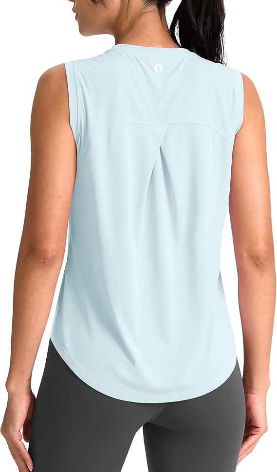 SANTINY Women's Workout Tank Tops Athletic Gym Yoga Shirt | Lightweight, Crew Neck, Loose Fit, Sl... | Amazon (US)