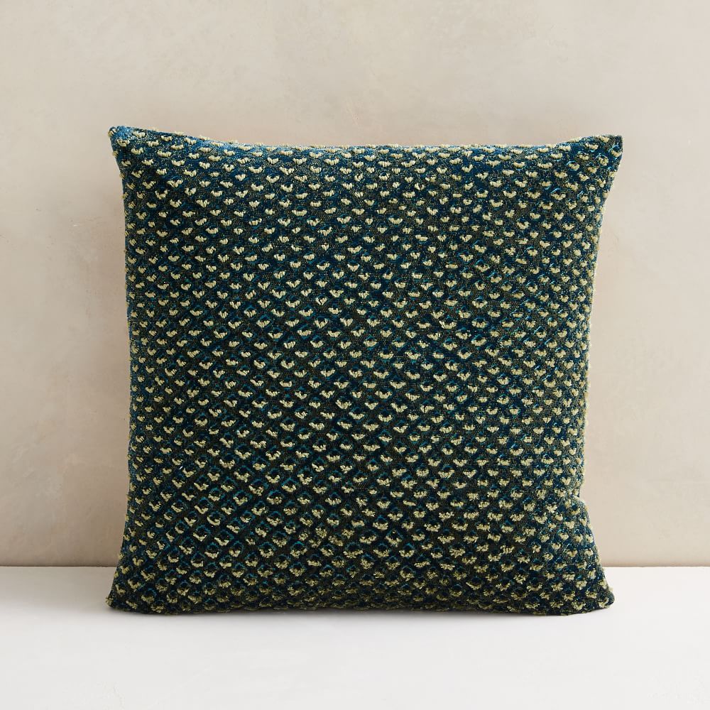 Raised Velvet Pillow Cover, Set of 2, Petrol, 18&amp;quot;x18&amp;quot; | West Elm (US)