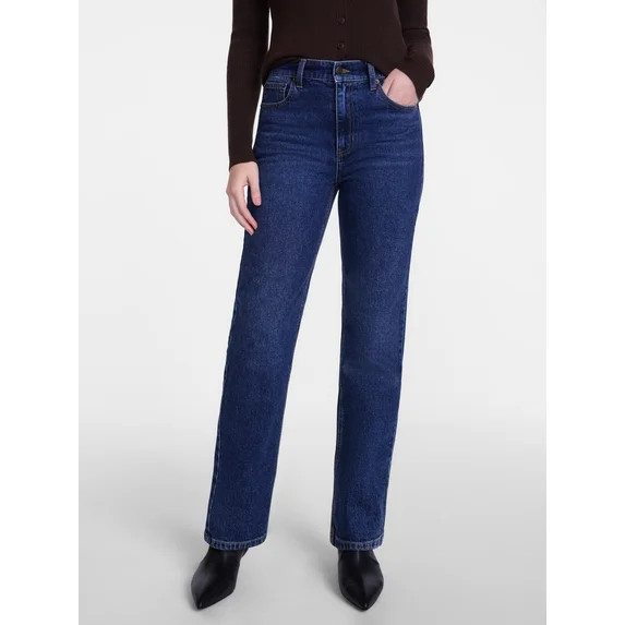 Scenario Women's High Rise Straight Leg Jeans, 28" Inseam, Sizes 0-20 | Walmart (US)