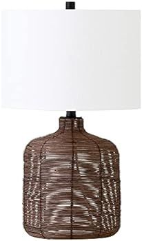 Jolina 20.5" Tall Petite/Rattan Table Lamp with Fabric Shade in Umber Rattan/White | Amazon (US)